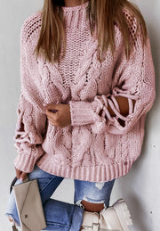 sharron chunky knit cardigan in powder pink