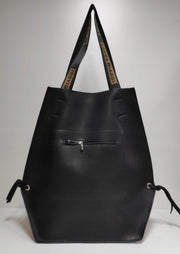 LAURA ECO LEATHER SHOULDER TOTE IN BLACK